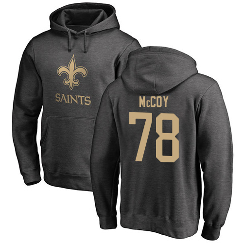 Men New Orleans Saints Ash Erik McCoy One Color NFL Football #78 Pullover Hoodie Sweatshirts->new orleans saints->NFL Jersey